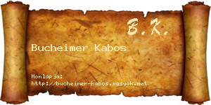 Bucheimer Kabos névjegykártya